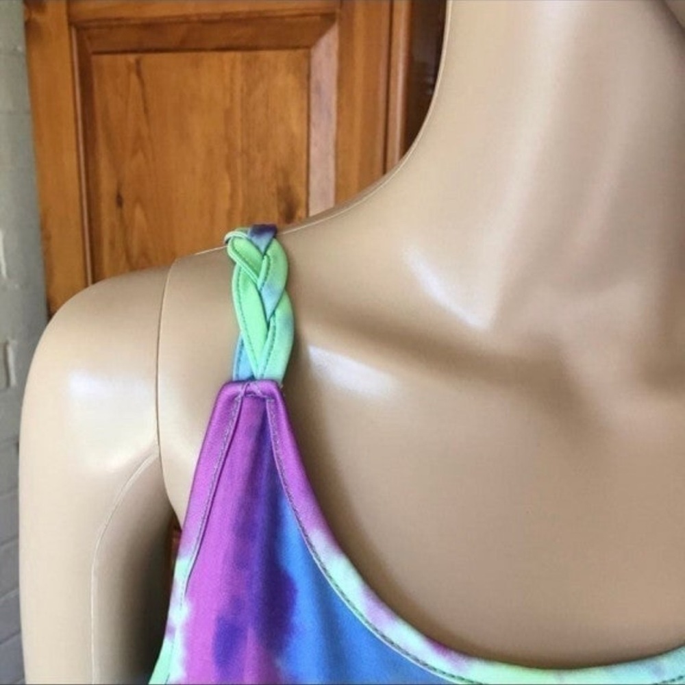 TIE dye mini sundress swim coverup high low NWOT summer beach party - Picture 10 of 10